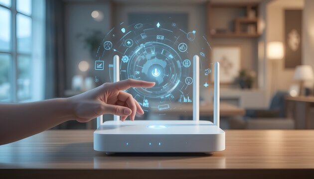 Effortlessly connect with advanced WiFi technology, tapping into seamless digital experiences for a modern home or smart office network - Powered by Adobe