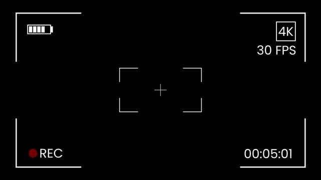 Camera recording screen overlay 15 second with alpha channel. 4K video