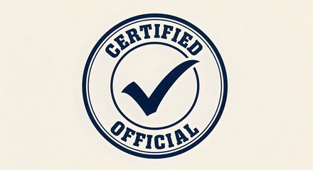 Certified Stamp with Checkmark Icon and Official Block Letters