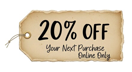 Discount Offer Tag with Torn Paper Edges and Handwritten Font