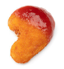 nuggets with ketchup isolated on white background. clipping path