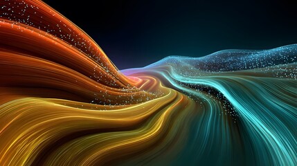 Futuristic black and blue light swirl fractal burst design pattern creates a vibrant space backdrop with a special effect glow and energetic spiral motion