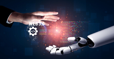 The concept of AI development and decentralized data processing in Web 3.0. The flow of information and code in the next generation AI internet. Motif