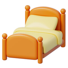 3d orange bed with yellow bedding for sleep and comfort