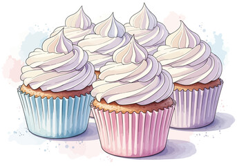 Delicious Sweet Frosted Cupcakes Ready for Celebration