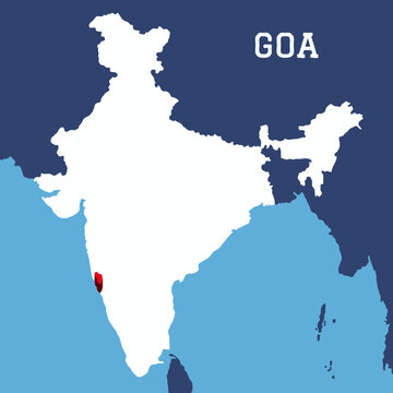 Goa highlighted 3D map on india map with blue background vector illustration