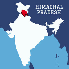 Obraz premium Himachal Pradesh highlighted 3D map on india map with blue background vector illustration