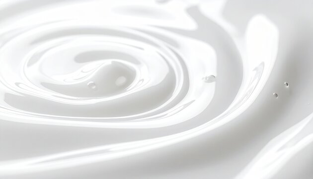 Creamy White Liquid Swirls with Tiny Bubbles and Droplets, Abstract Texture for Skincare and Cosmetics