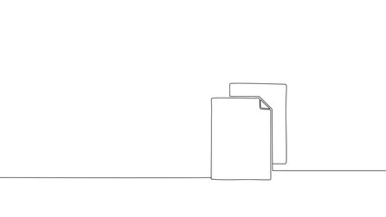 documents paper line drawing. continuous one line drawing two paper documents minimal file copy minimal simple single outline