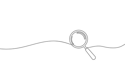Obraz premium magnifying glass line drawing. continuous one line drawing magnifying glass minimal search zoom discover simple minimal single outline