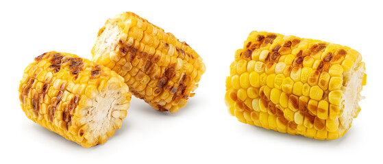 grilled corn isolated on white background. clipping path