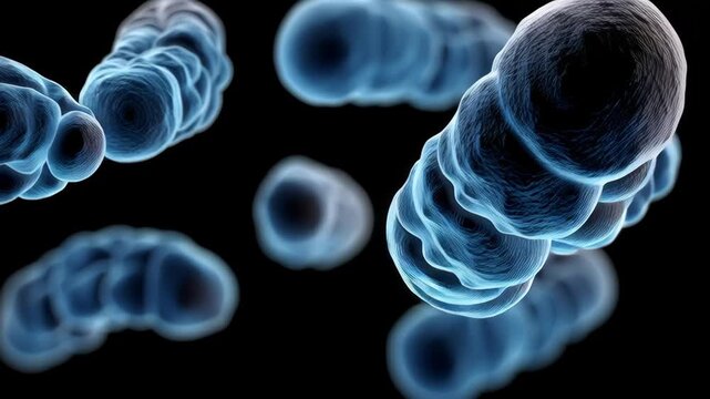 Mitochondrion organelle electric blue glowing closeup scientific biological microscopic cell structure energy futuristic medical research detailed