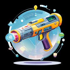 Advanced plasma blaster gun with spherical energy shield for futuristic battle game and space exploration technology design