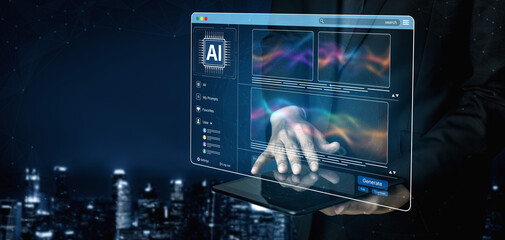 AI platform generating art images with dynamic interface. AI-generated content appears in image...