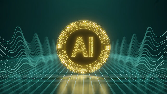 Futuristic glowing AI tech circuit, symbolizing innovation and advanced technology for digital transformation and artificial intelligence solutions in a modern world