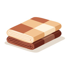 cozy folded blanket icon, warm brown and beige tones, minimal design