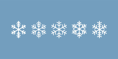 white snowflakes on blue winter background minimalist seasonal illustration