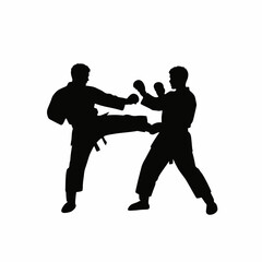 silhouette of karate vector doing training
