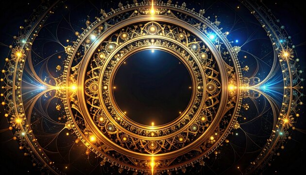 黄金装飾が輝く神秘の円環アート1