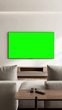 Relaxation and Leisure with women watching television chroma green screen girlfriends switching channels on tv remote controller sitting sofa together in living room spare time at home relaxing