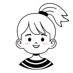 Minimal friendly line avatar of a blonde girl isolated on white background. Ideal for apps, profiles, branding, educational platforms, kid focused projects, social icons and positive digital