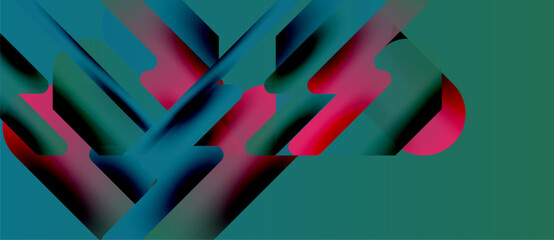 Abstract composition. Teal, red, navy layers overlap creating dynamic visual effect. Smooth gradients suggest depth, movement.