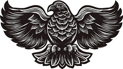 Obraz premium Majestic eagle with wings spread wide in a powerful heraldic pose.