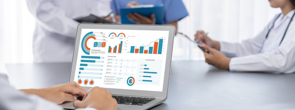 Business data dashboard provide business intelligence analytic for marketing strategy planning brisk with big data set to analyze customer demands and foreseeing business future - Powered by Adobe