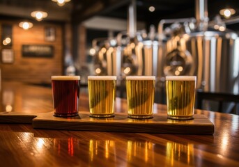 Craft Beer Flight Tasting at Brewery Bar