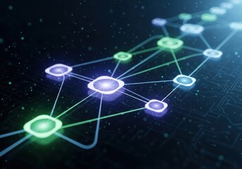 Digital Network Connection with Glowing Nodes