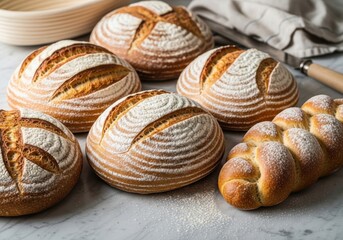 Fresh Baked Artisan Bread and Pastries Display