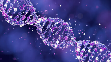 DNA molecule structure genetic helix biology cell medical science gene abstract background. 3d rendering.