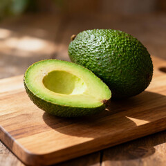 avocado on wooden table