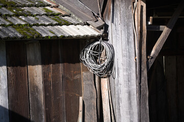 Cable Hanging Around Wooden Structure