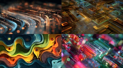 Digital data lights up the computer's electronic circuit board and fiber optic cable connections