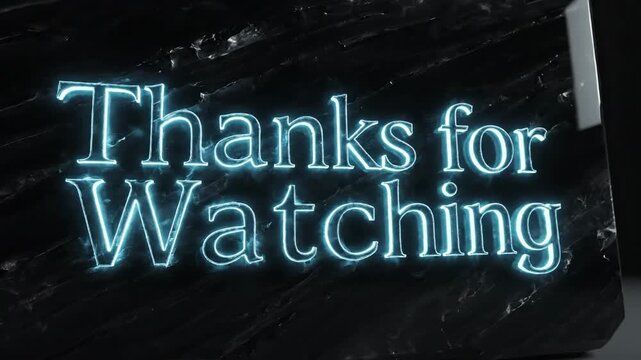 Dynamic neon 'Thanks for Watching' animation with glowing text and elegant marble texture for modern video end screens and intros