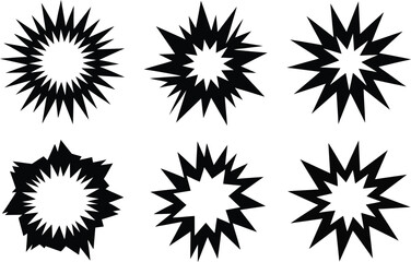Fototapeta premium Starburst Explosion Shapes Vector – Burst, Flash, Impact Silhouette Set