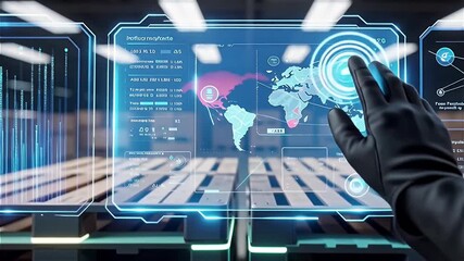 Digital analysis of warehouse pallets with data visualization in a modern industrial setting. - Powered by Adobe