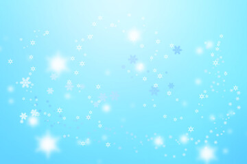 Soft Blue Winter Background with Falling Snowflakes and Bokeh Effect, Greeting Card