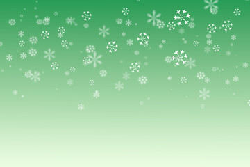 Falling White Snowflakes on a Soft Green Gradient Background, Greeting Card