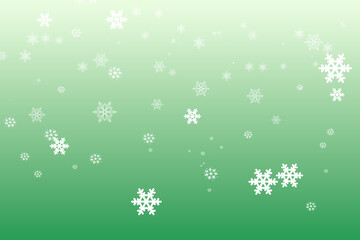 Falling White Snowflakes on a Soft Green Gradient Background, Greeting Card
