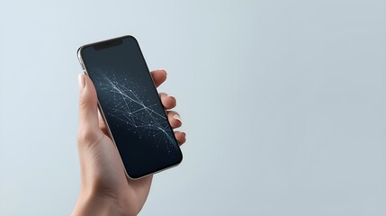 Hand holding smartphone with abstract design on screen  