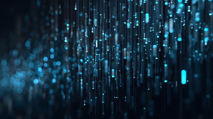 Abstract blue fiber optics background with lots of glowing light spots, perfect for a bright, shiny, starry night party decoration design