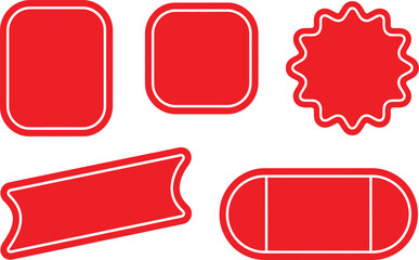 Red Label Shapes Vector Set – Badges, Tags, Rounded Stickers Collection