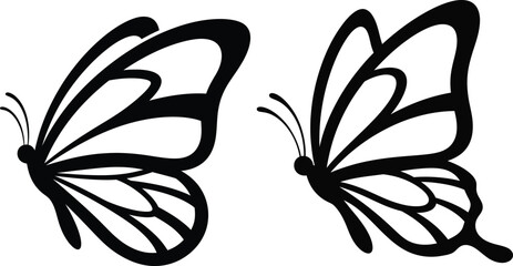 Two stylized black and white butterfly outlines facing opposite directions on a white background © MST HAFSA