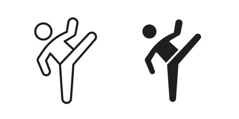 Taekwondo icon illustrations collection. editable stroke outline and flat style