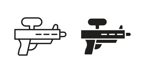Water gun icon illustrations collection. editable stroke outline and flat style