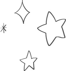 Minimal Star and Sparkle Doodle Set – Hand Drawn Night Sky Clipart for Cute Design and Planner Stickers