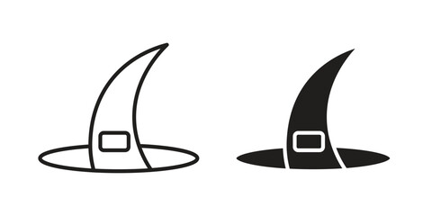 Witch hat icon illustrations collection. editable stroke outline and flat style