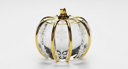 Glass pumpkin ornament with gold metal